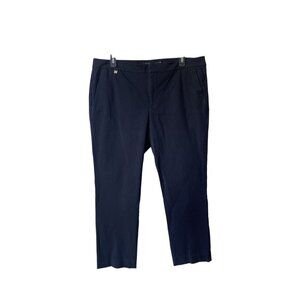 Lauren Ralph Lauren Black Label Pants Sz14 Quiet Luxury Stretch Cotton Navy Blue
